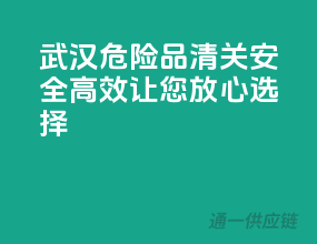 武汉危险品清关，安全高效，让您放心选择