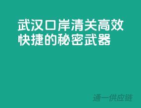 武汉口岸清关，高效快捷的秘密武器