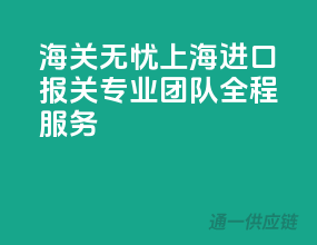 海关无忧，上海进口报关，专业团队全程服务