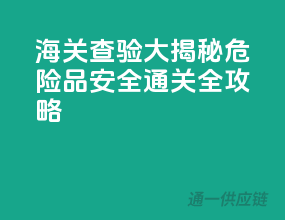 海关查验大揭秘：危险品安全通关全攻略