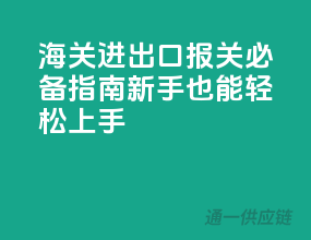 海关进出口报关必备指南，新手也能轻松上手