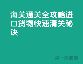 海关通关全攻略：进口货物快速清关秘诀