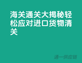 海关通关大揭秘：轻松应对进口货物清关