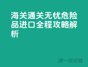 海关通关无忧，危险品进口全程攻略解析