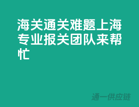 海关通关难题？上海专业报关团队来帮忙