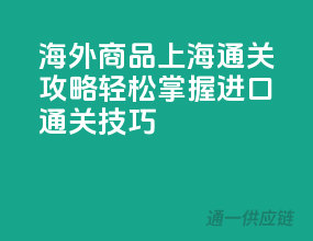 海外商品上海通关攻略，轻松掌握进口通关技巧！