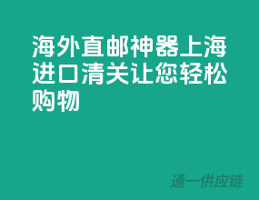 海外直邮神器！上海进口清关，让您轻松购物！