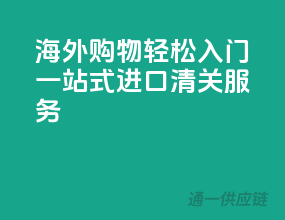 海外购物轻松入门，一站式进口清关服务