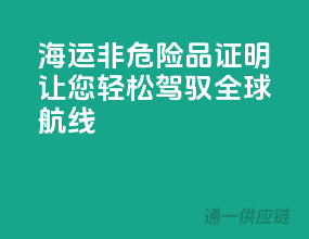 海运非危险品证明，让您轻松驾驭全球航线
