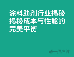 涂料助剂行业揭秘：揭秘成本与性能的完美平衡
