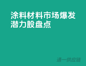 涂料材料市场爆发，潜力股盘点！
